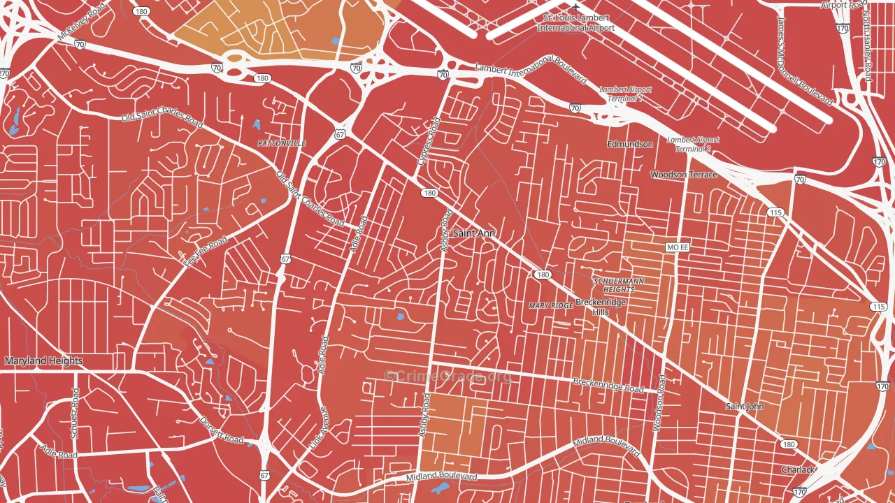 63074, MO Map of Vehicle Theft Rates