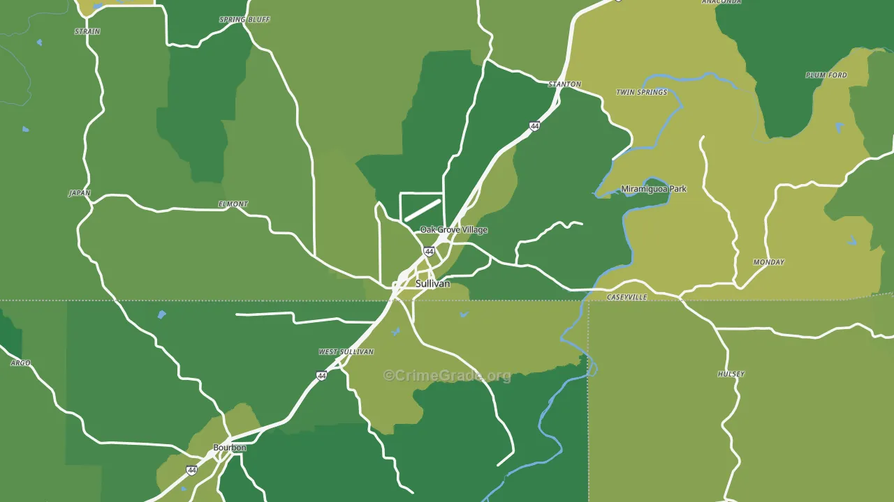 63080, MO Map of Vehicle Theft Rates