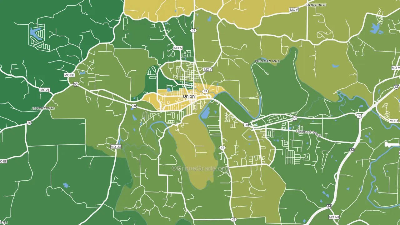 63084, MO Map of Vehicle Theft Rates