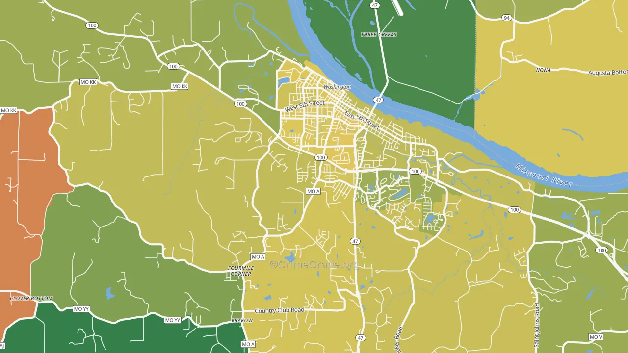 63090, MO Map of Vehicle Theft Rates