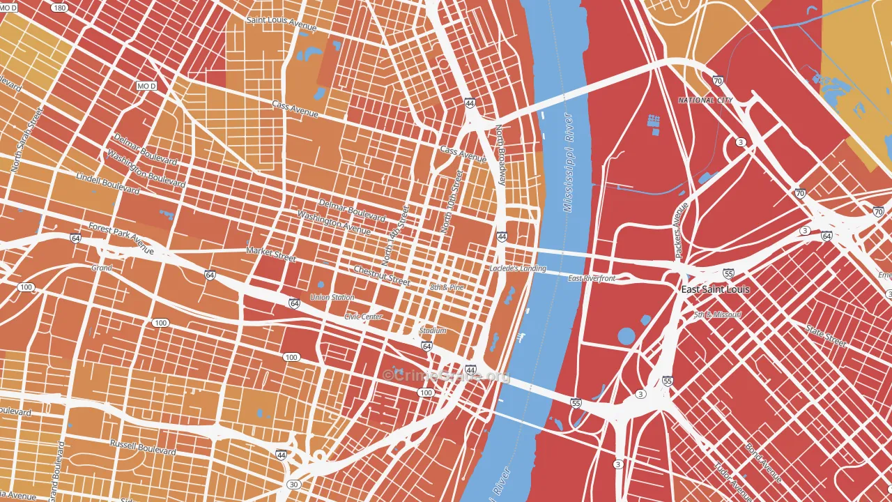 63101, MO Map of Vehicle Theft Rates