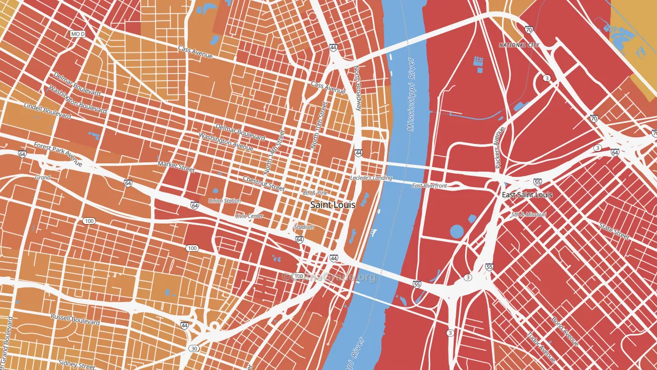 63102, MO Map of Vehicle Theft Rates