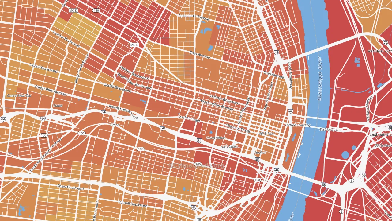 63103, MO Map of Vehicle Theft Rates