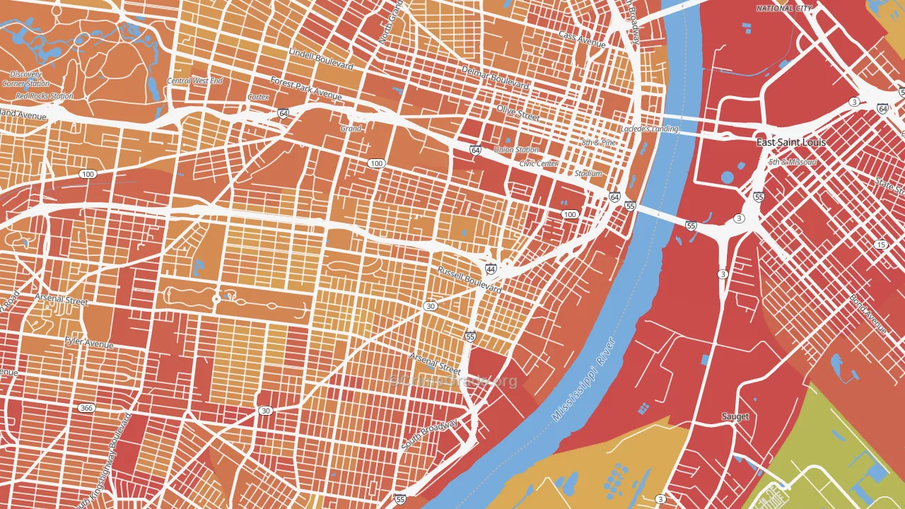 63104, MO Map of Vehicle Theft Rates
