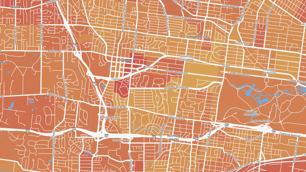 63105, MO Map of Vehicle Theft Rates