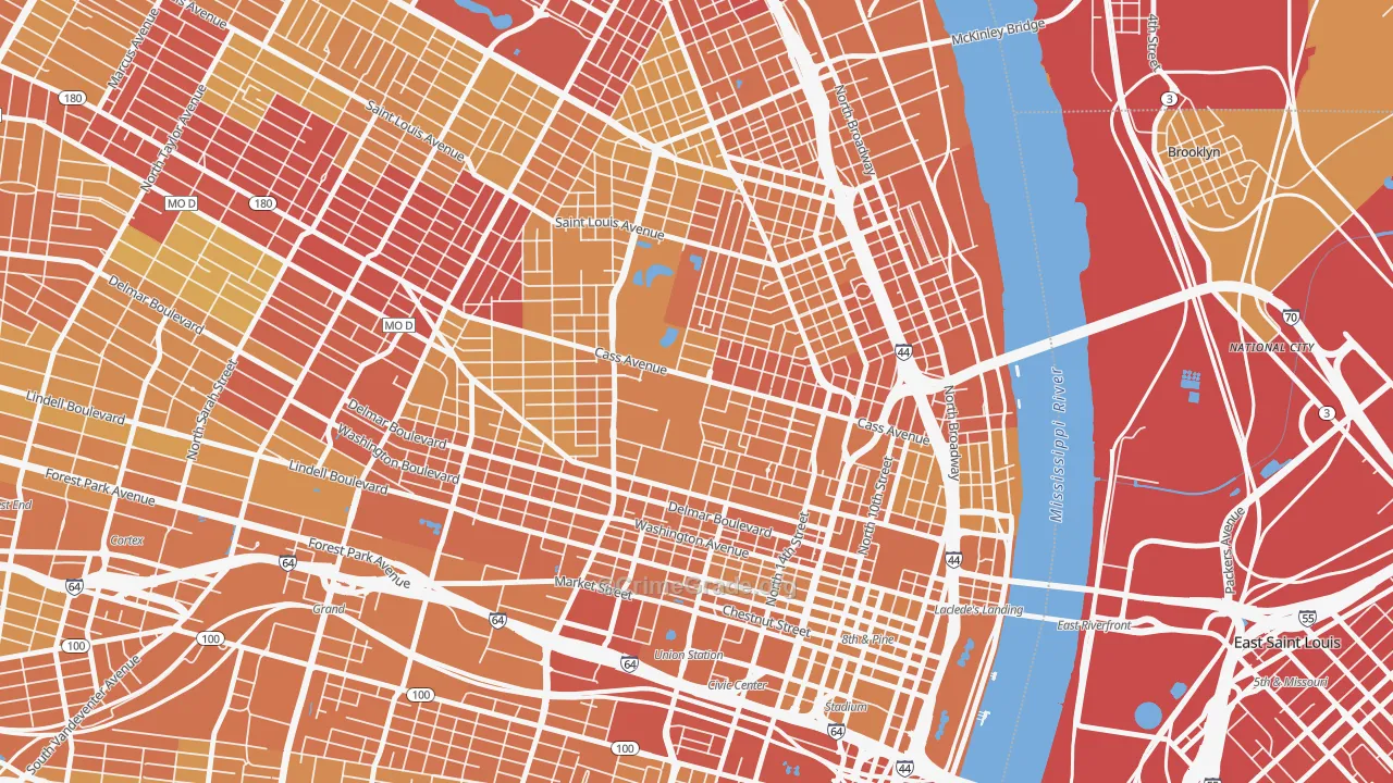 63106, MO Map of Vehicle Theft Rates