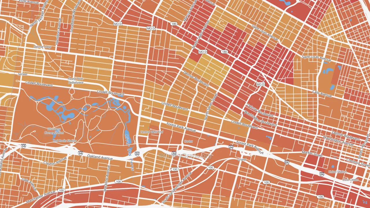 63108, MO Map of Vehicle Theft Rates