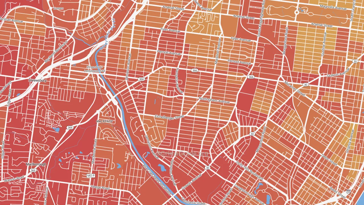 63109, MO Map of Vehicle Theft Rates