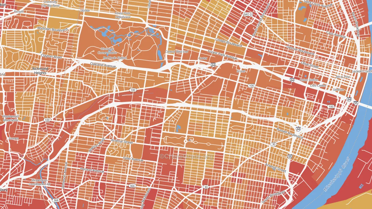 63110, MO Map of Vehicle Theft Rates