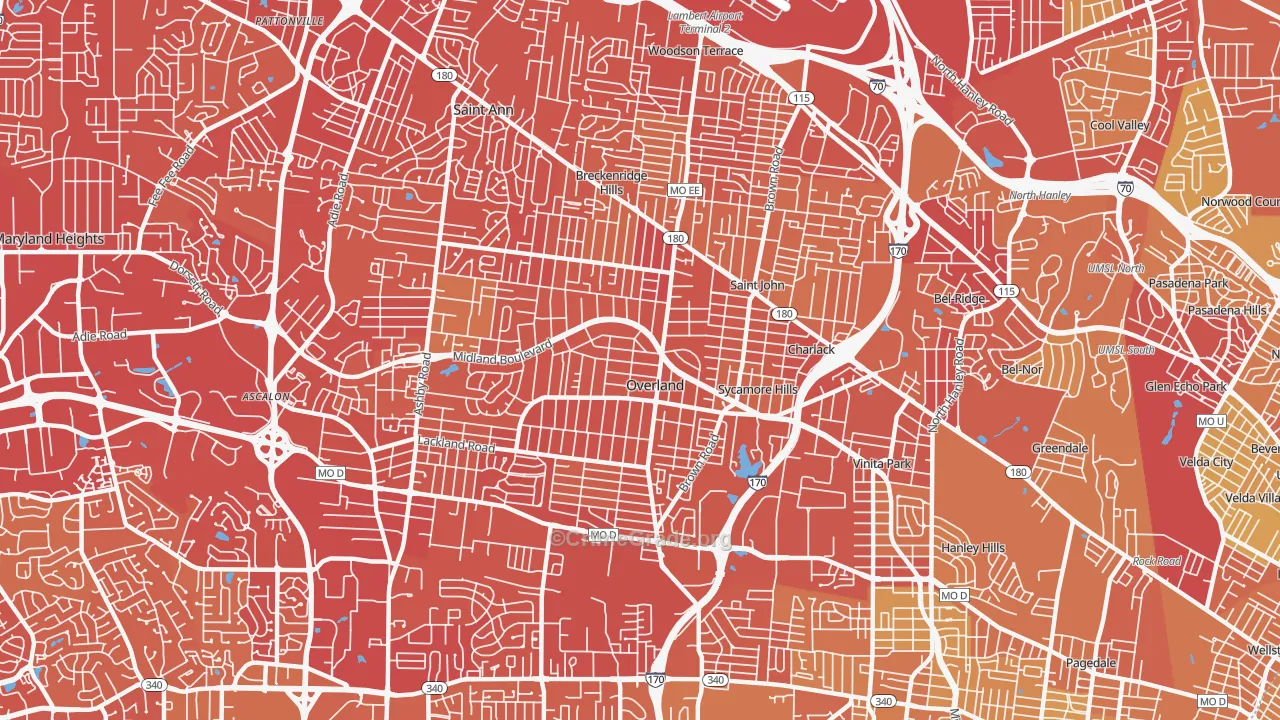 63114, MO Map of Vehicle Theft Rates