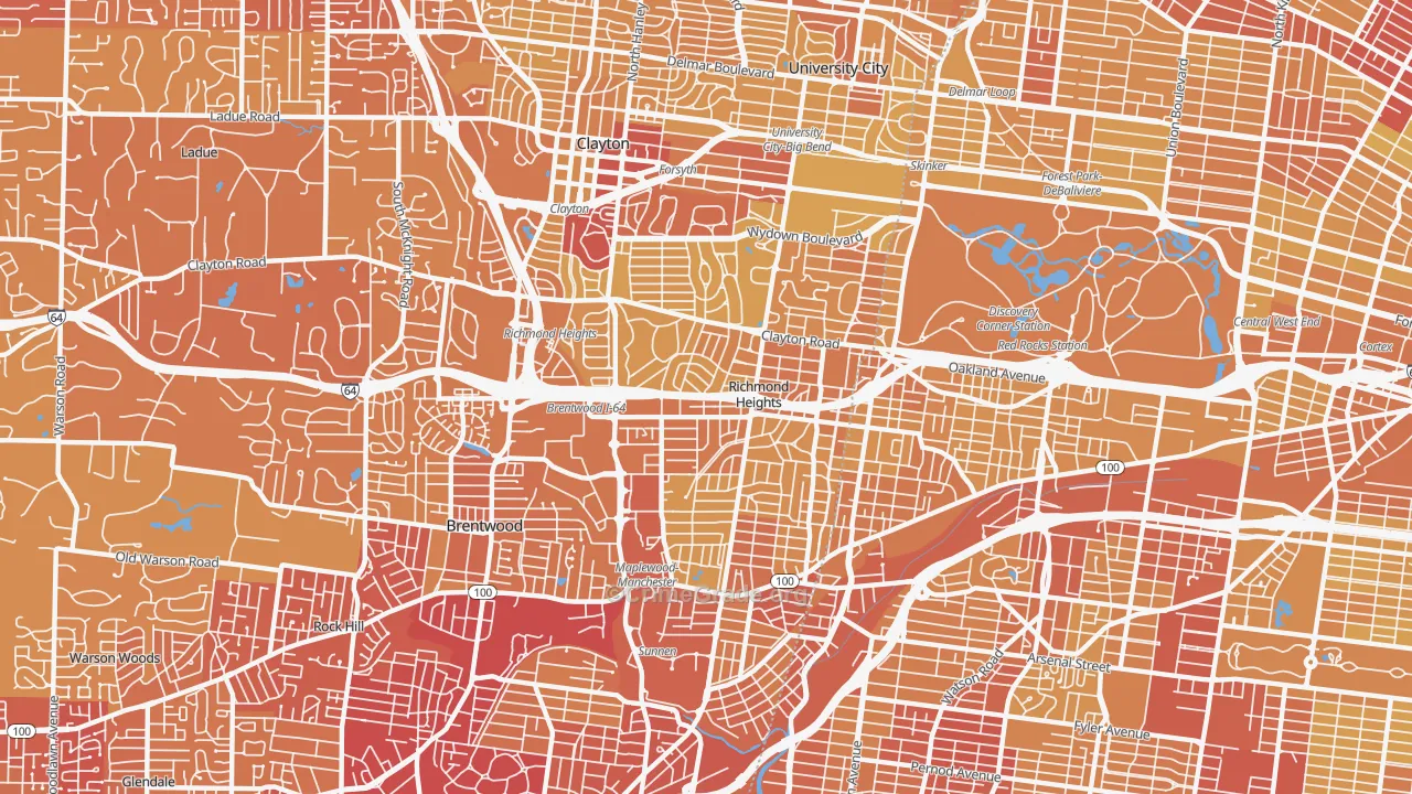 63117, MO Map of Vehicle Theft Rates