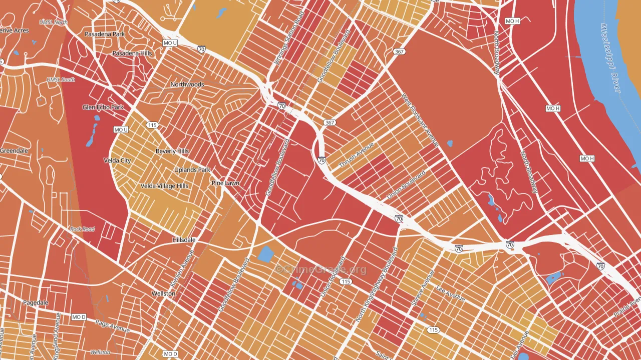 63120, MO Map of Vehicle Theft Rates