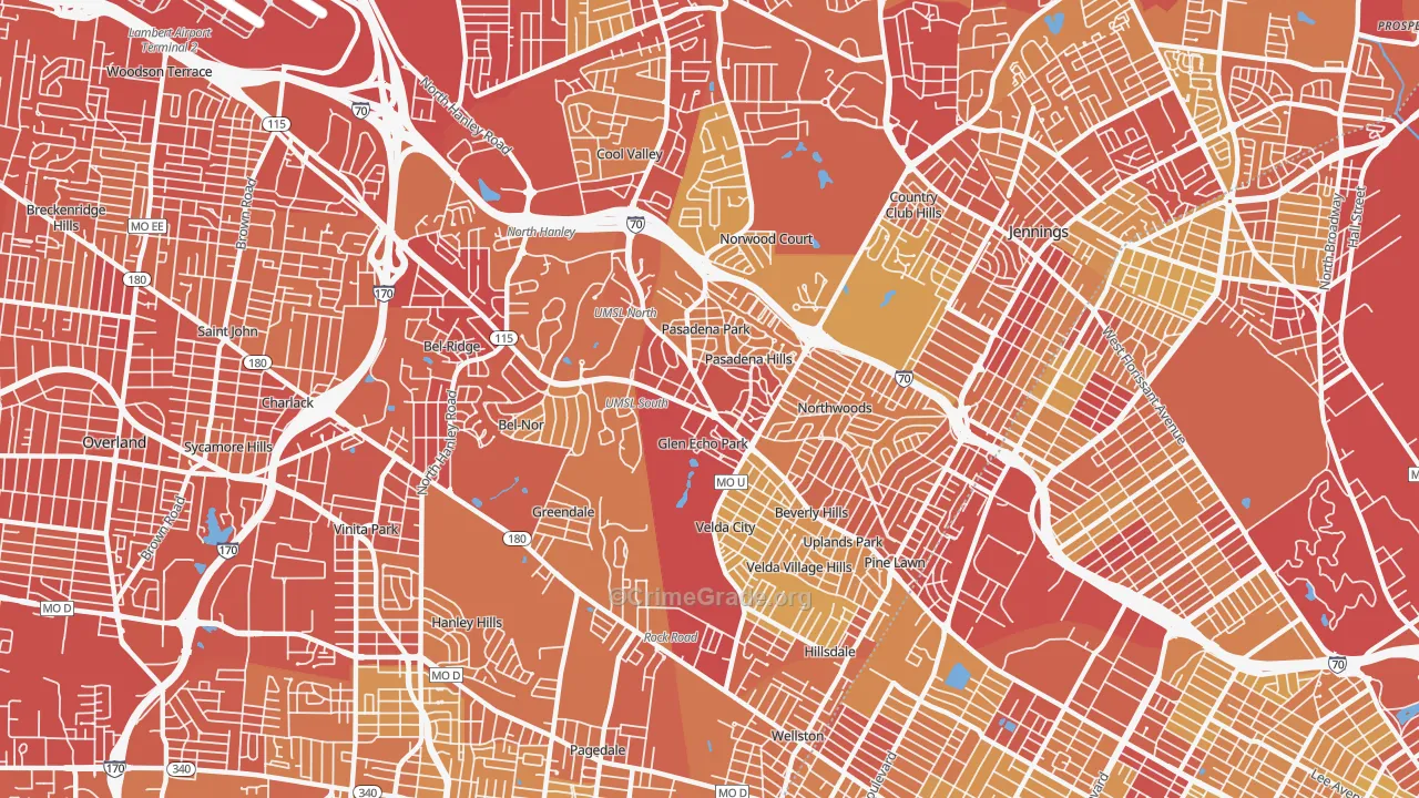 63121, MO Map of Vehicle Theft Rates
