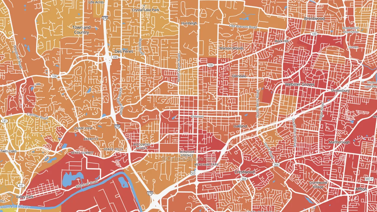 63122, MO Map of Vehicle Theft Rates