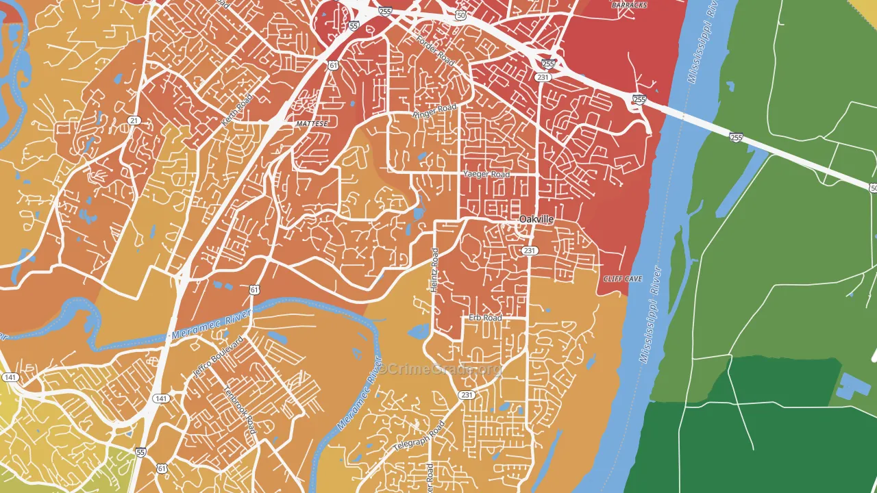 63129, MO Map of Vehicle Theft Rates
