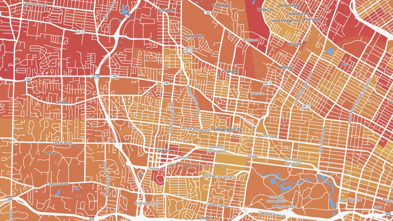 63130, MO Map of Vehicle Theft Rates