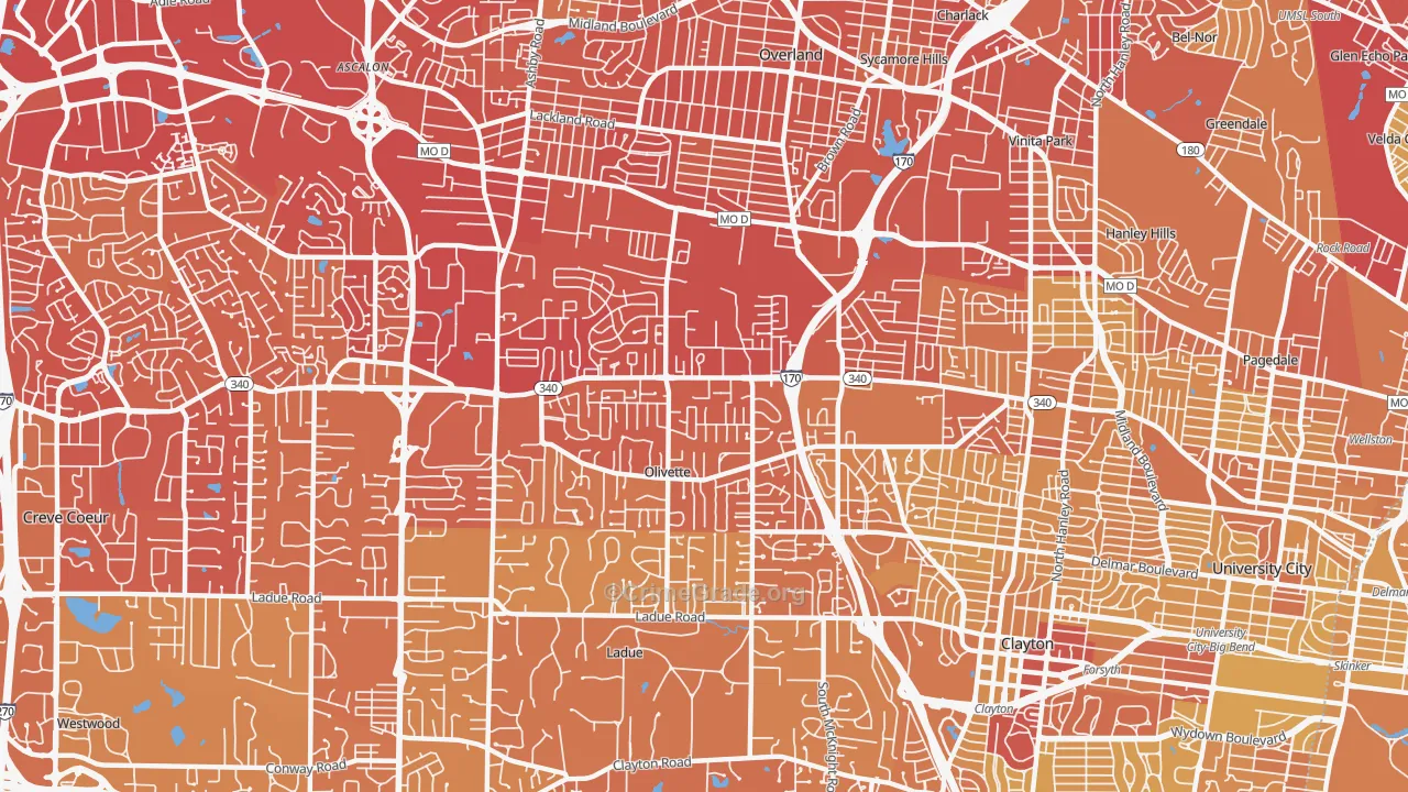 63132, MO Map of Vehicle Theft Rates