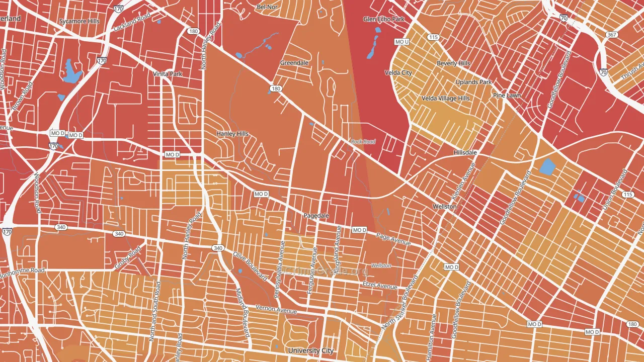 63133, MO Map of Vehicle Theft Rates