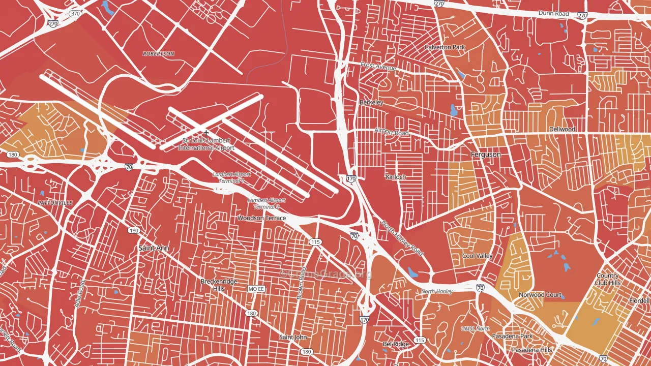 63134, MO Map of Vehicle Theft Rates