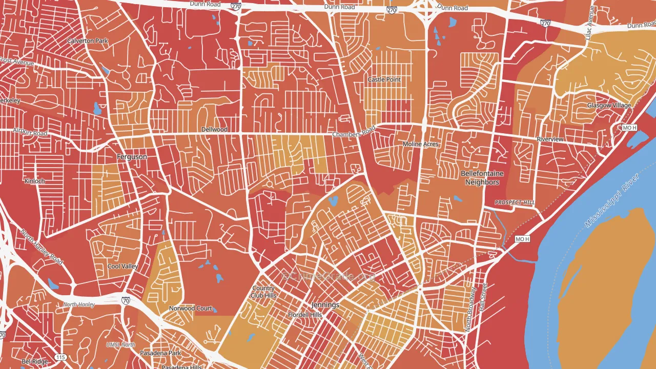 63136, MO Map of Vehicle Theft Rates