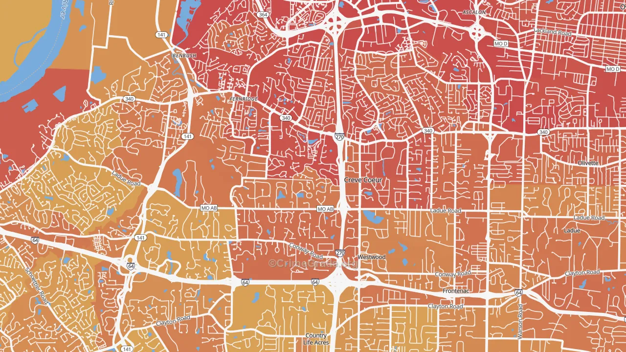 63141, MO Map of Vehicle Theft Rates