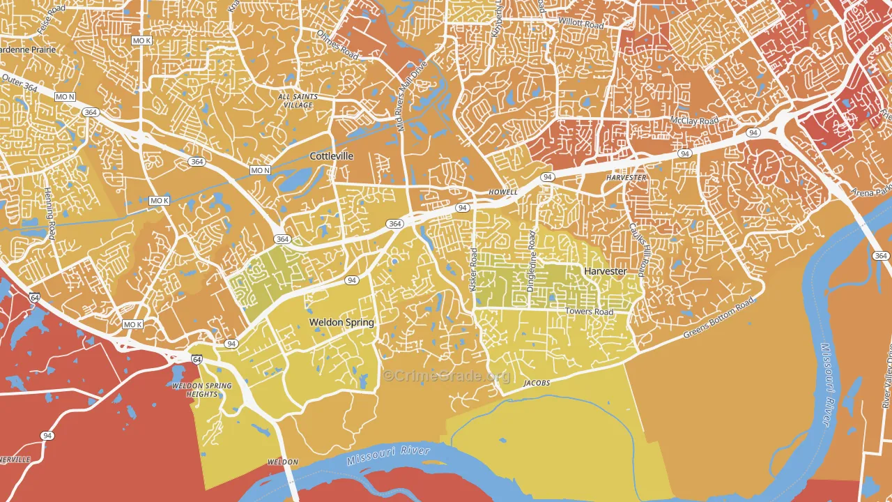 63304, MO Map of Vehicle Theft Rates