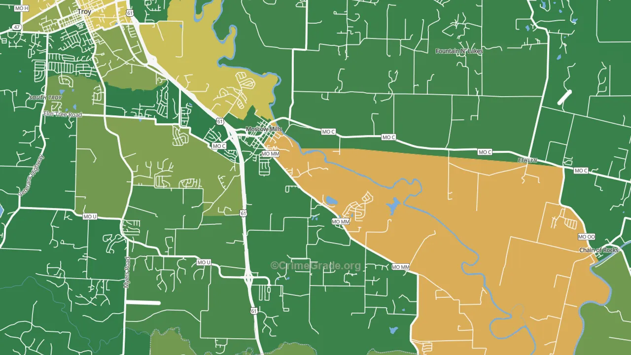 63362, MO Map of Vehicle Theft Rates