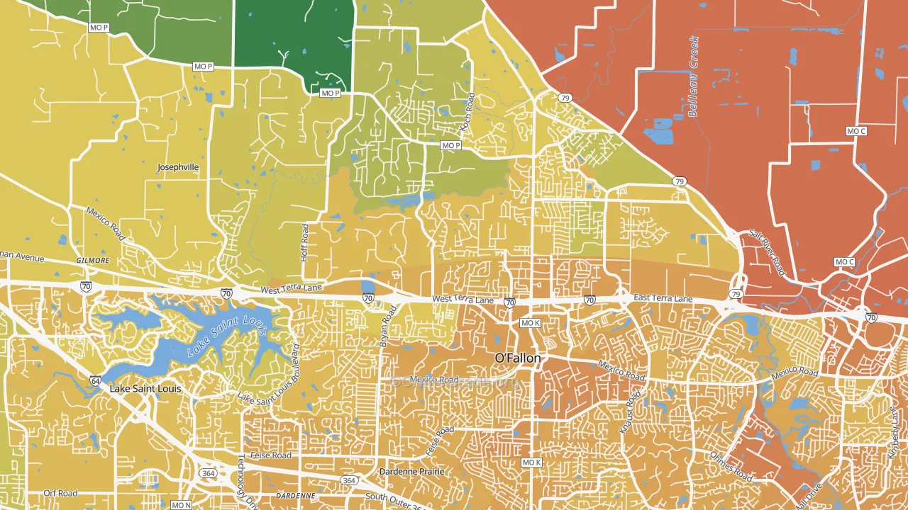 63366, MO Map of Vehicle Theft Rates