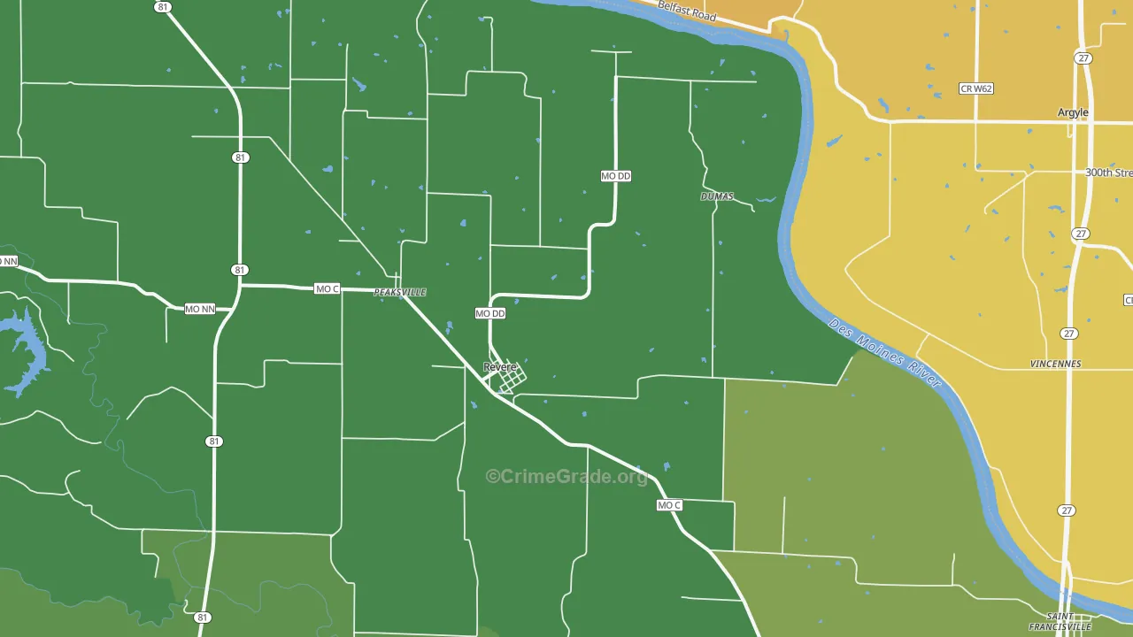 63465, MO Map of Vehicle Theft Rates