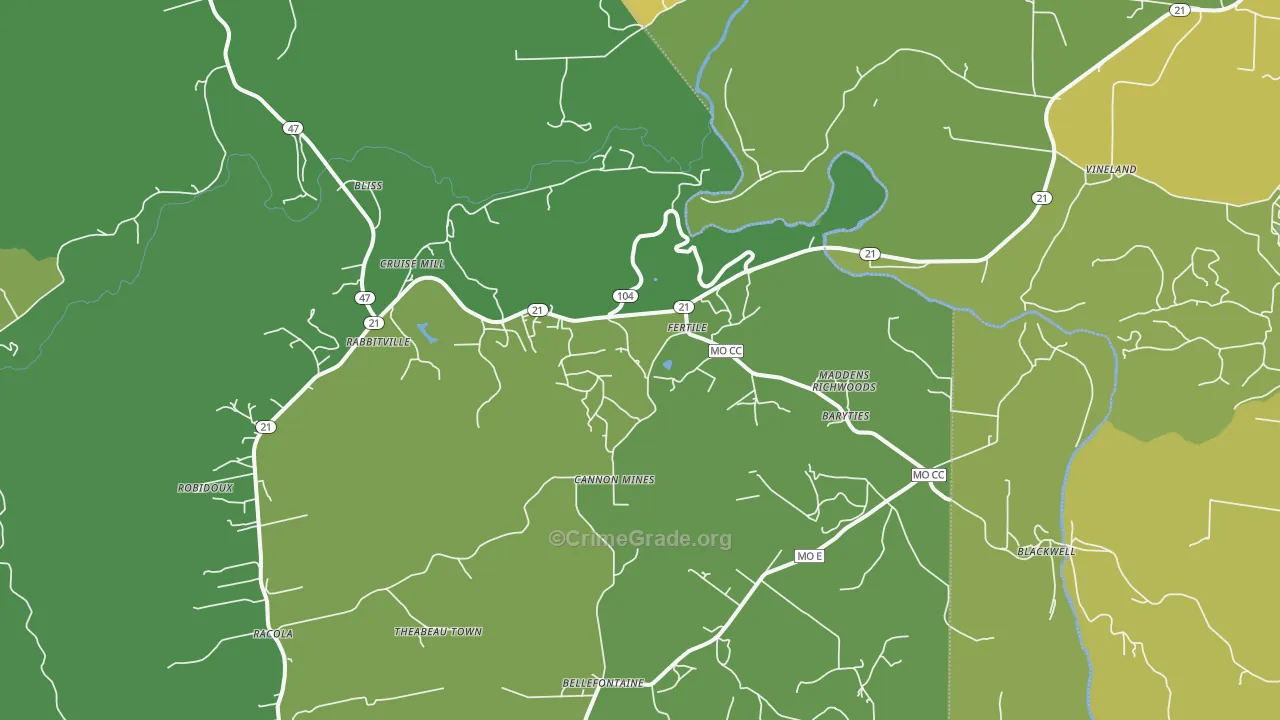 63626, MO Map of Vehicle Theft Rates