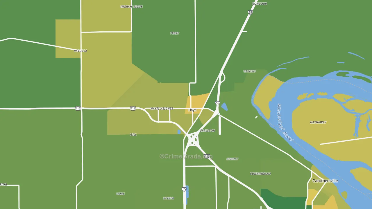 63851, MO Map of Vehicle Theft Rates