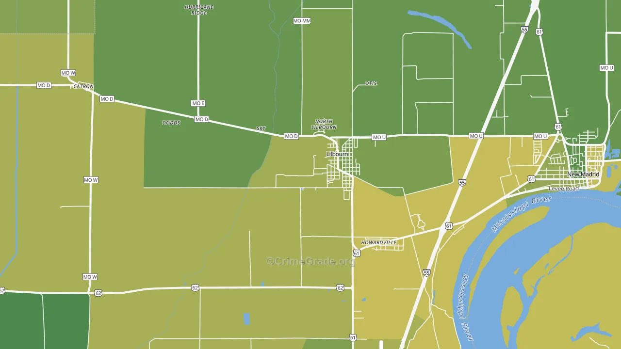 63862, MO Map of Vehicle Theft Rates