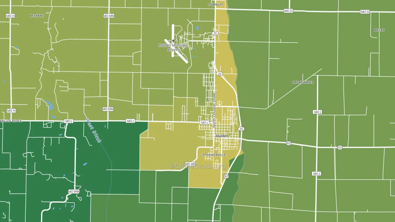 63863, MO Map of Vehicle Theft Rates