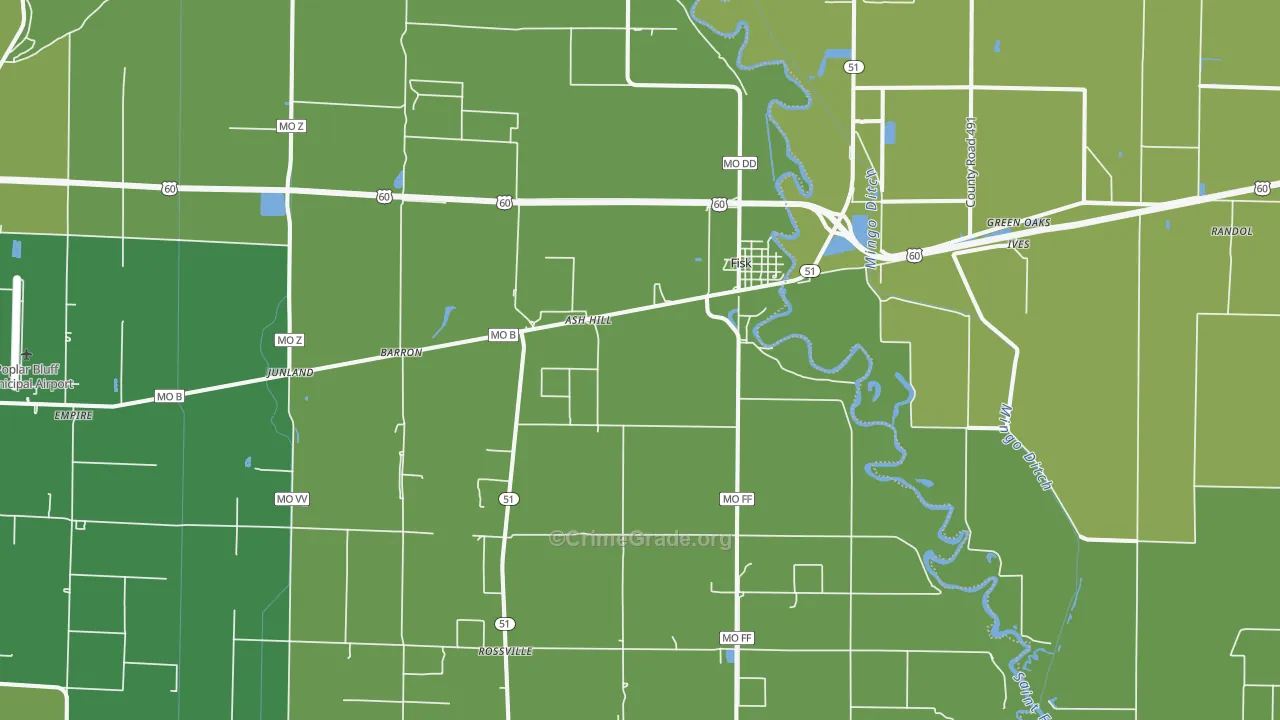 63940, MO Map of Vehicle Theft Rates