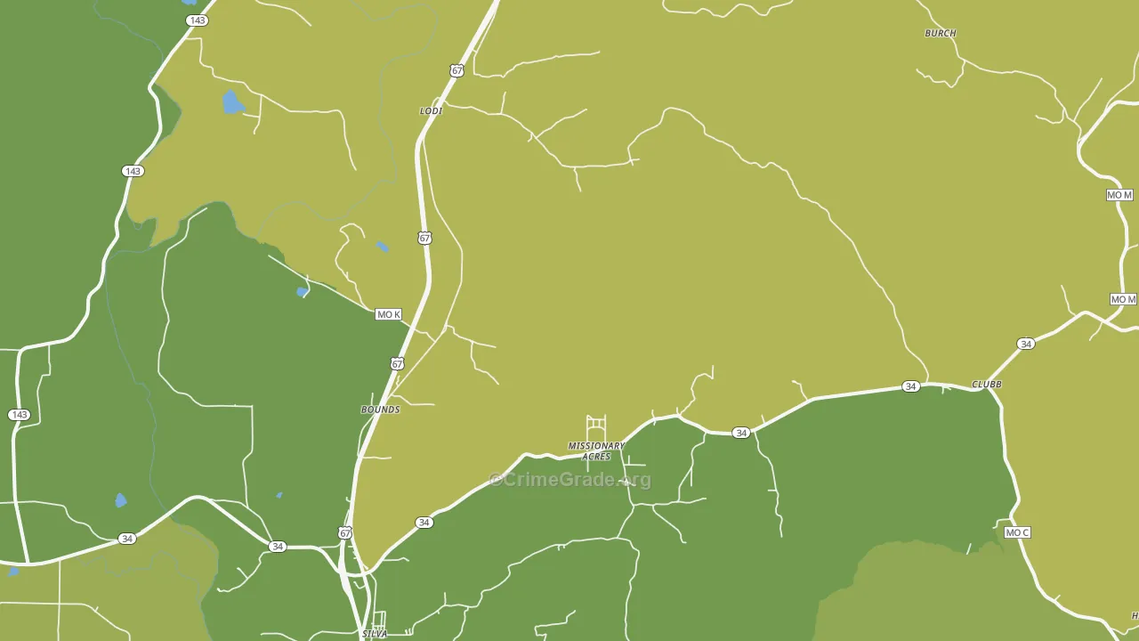 63964, MO Map of Vehicle Theft Rates