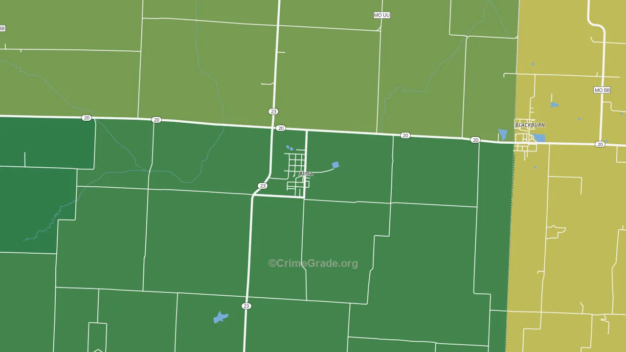 64001, MO Map of Vehicle Theft Rates