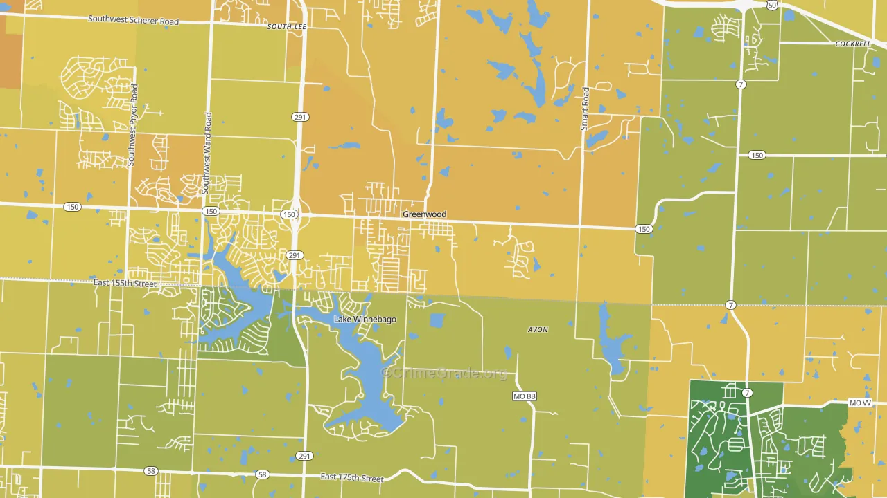 64034, MO Map of Vehicle Theft Rates
