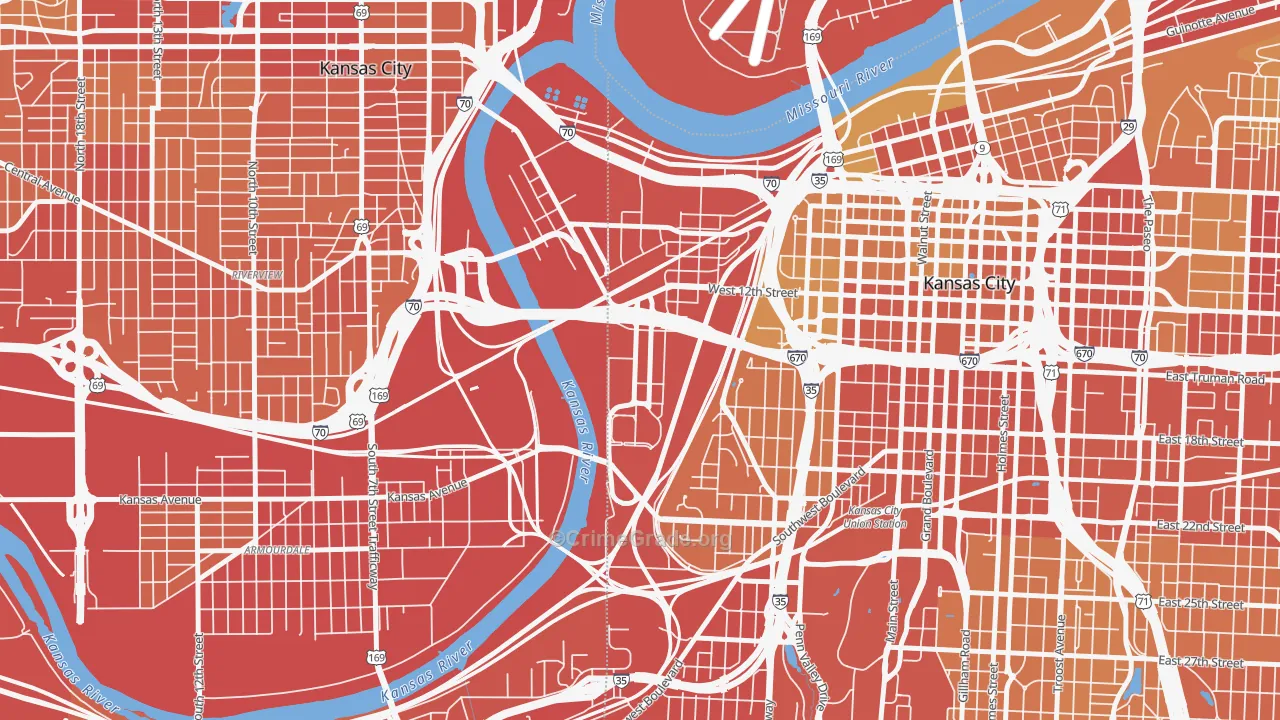 64102, MO Map of Vehicle Theft Rates