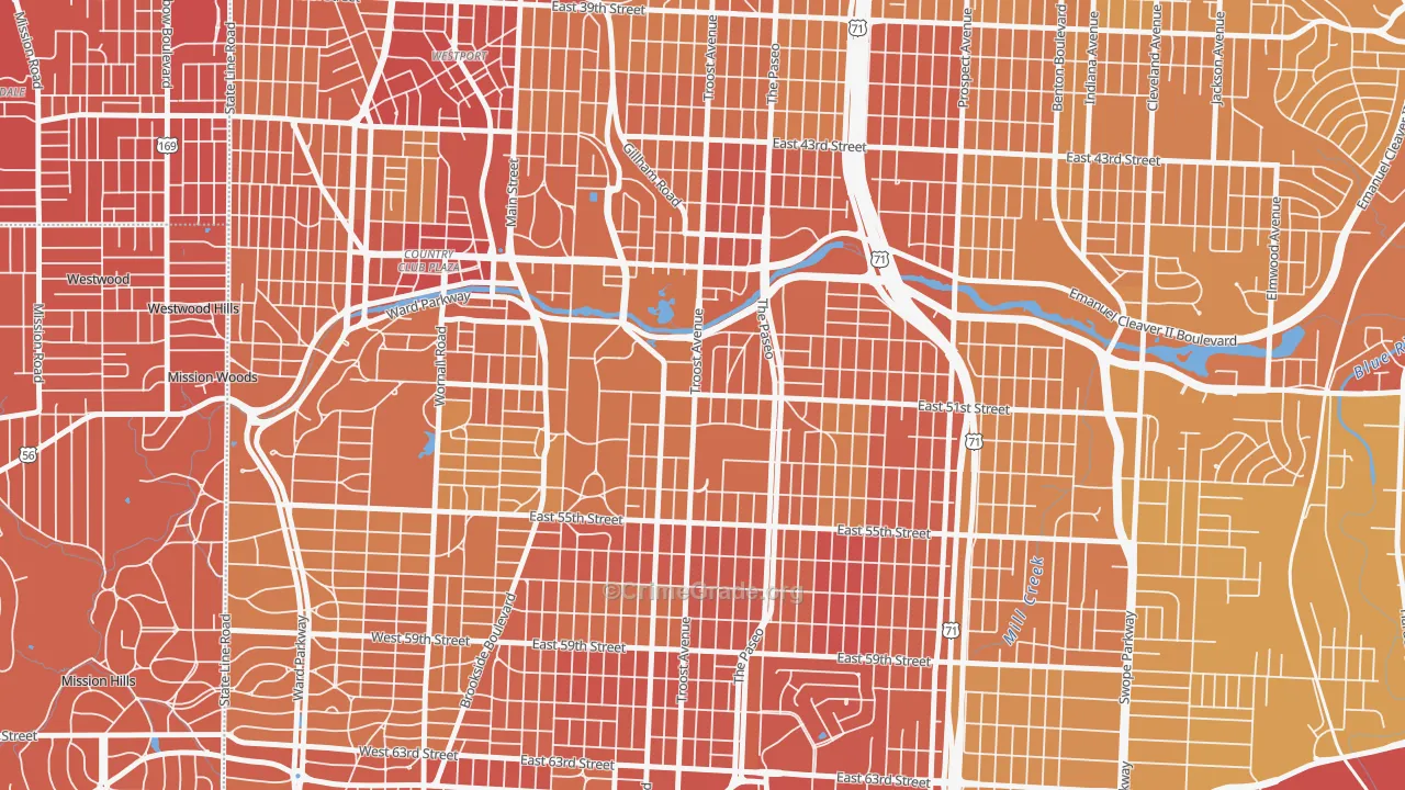64110, MO Map of Vehicle Theft Rates