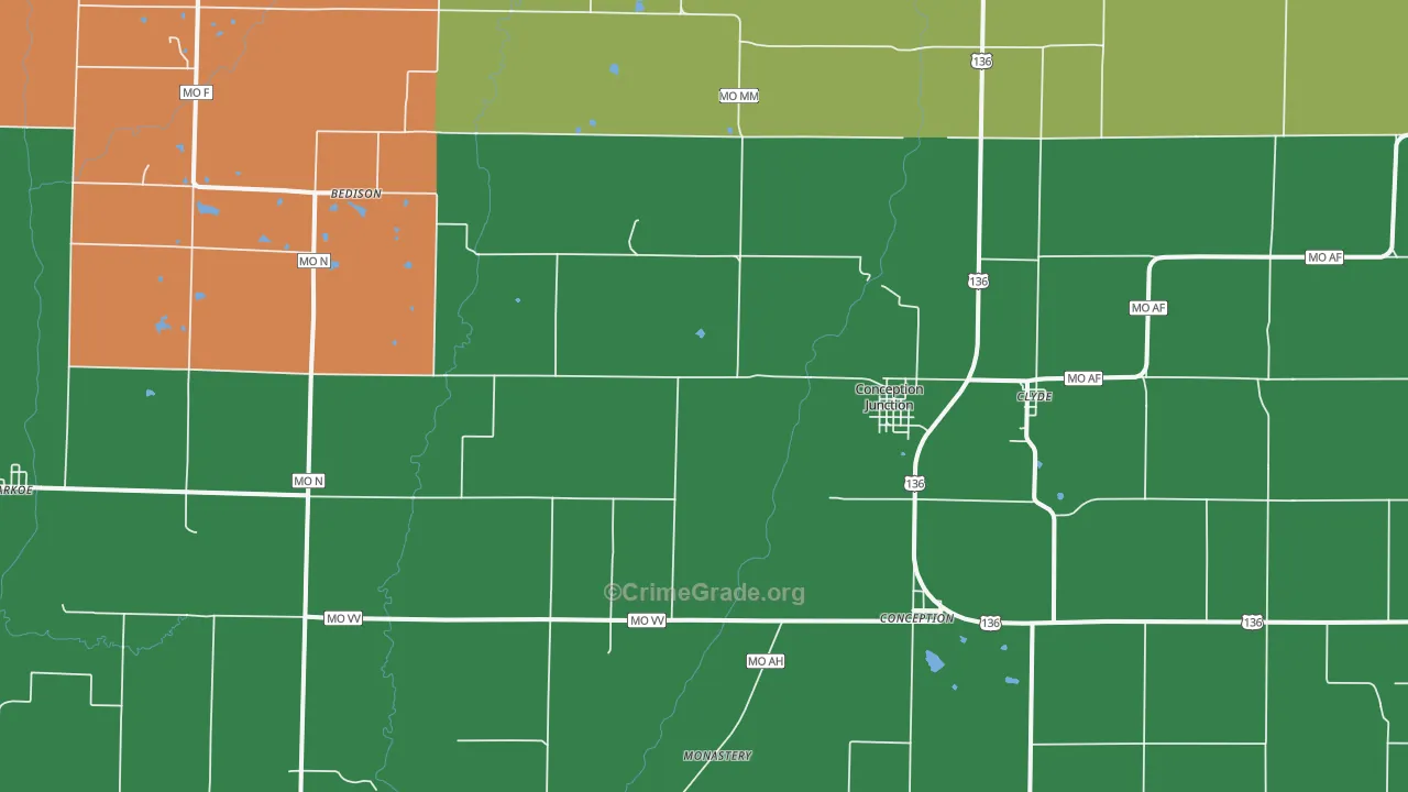 64434, MO Map of Vehicle Theft Rates