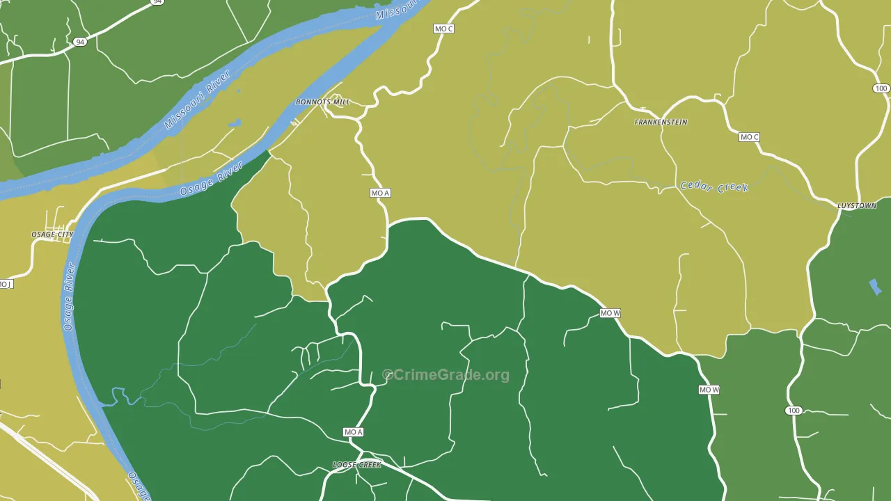 65016, MO Map of Vehicle Theft Rates