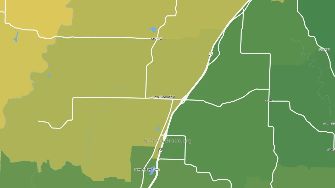 65063, MO Map of Vehicle Theft Rates
