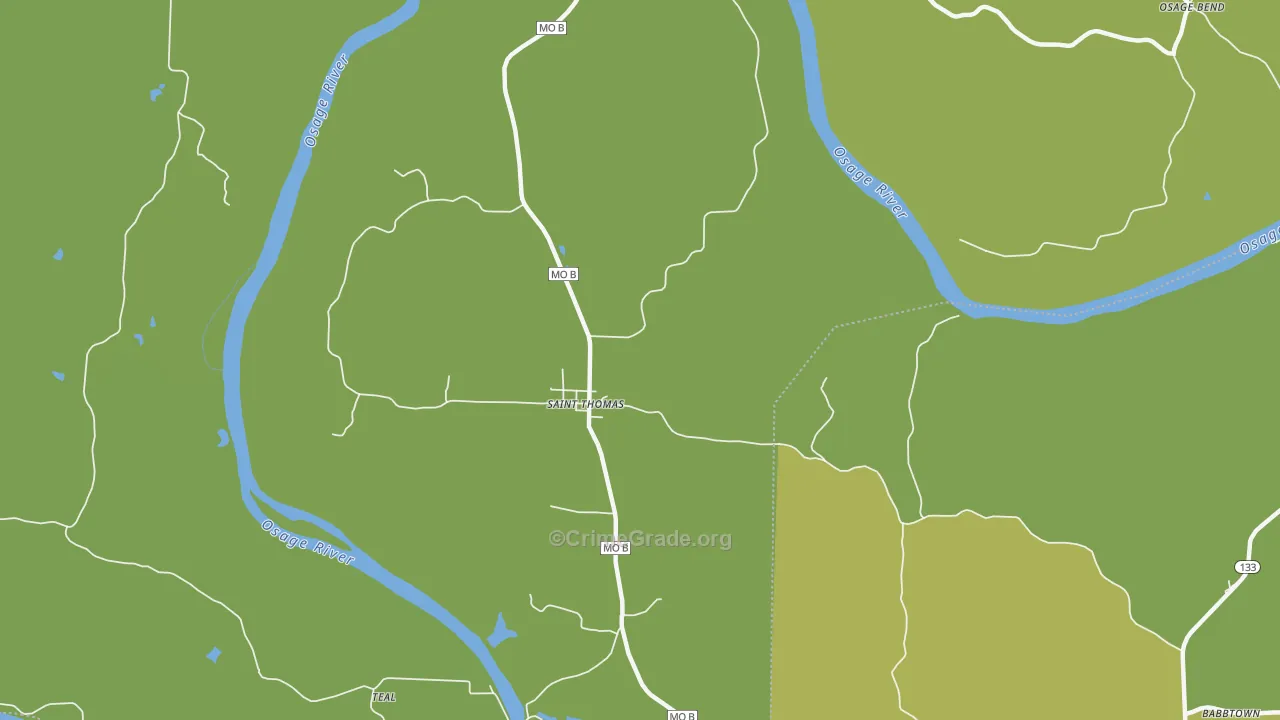 65076, MO Map of Vehicle Theft Rates
