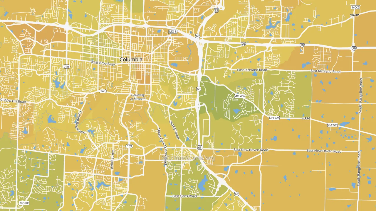 65201, MO Map of Vehicle Theft Rates