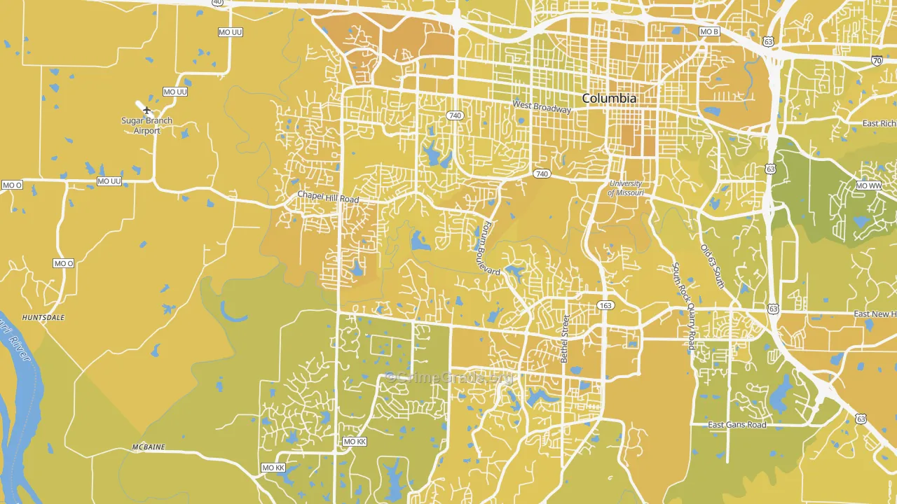 65203, MO Map of Vehicle Theft Rates