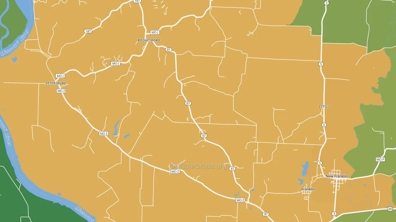 65250, MO Map of Vehicle Theft Rates