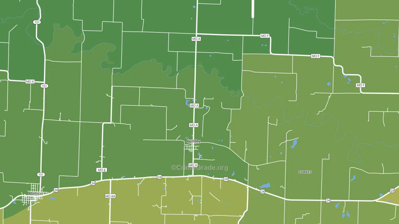 65258, MO Map of Vehicle Theft Rates