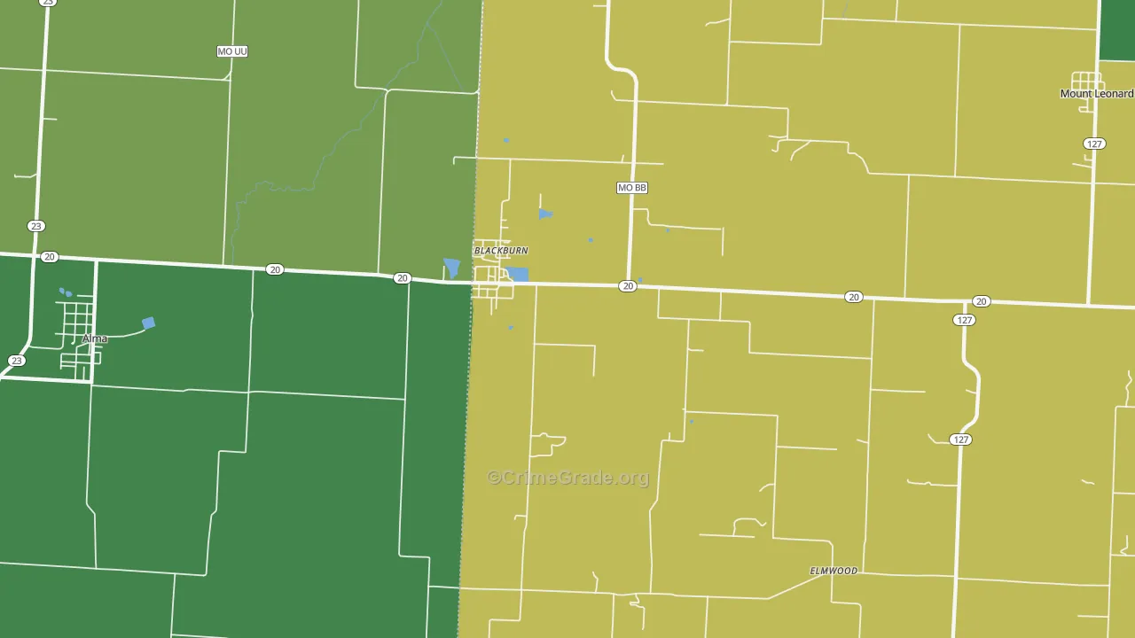 65321, MO Map of Vehicle Theft Rates