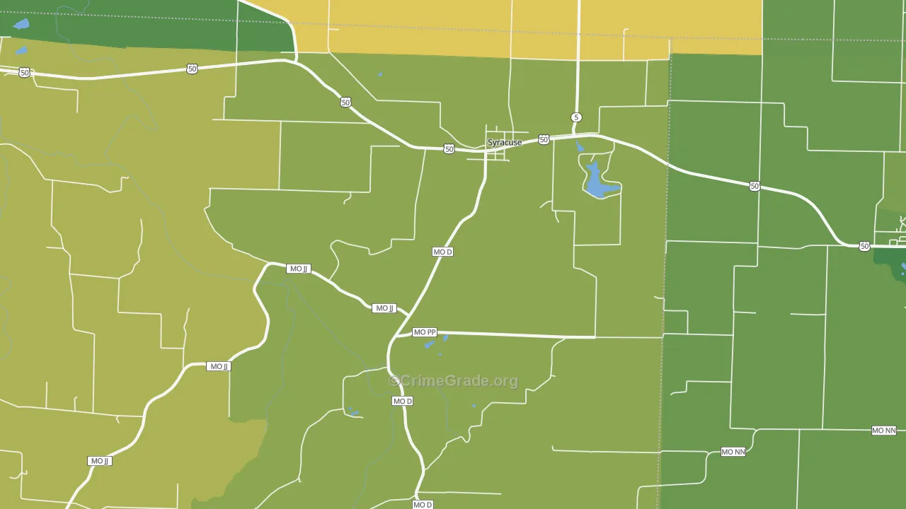 65354, MO Map of Vehicle Theft Rates