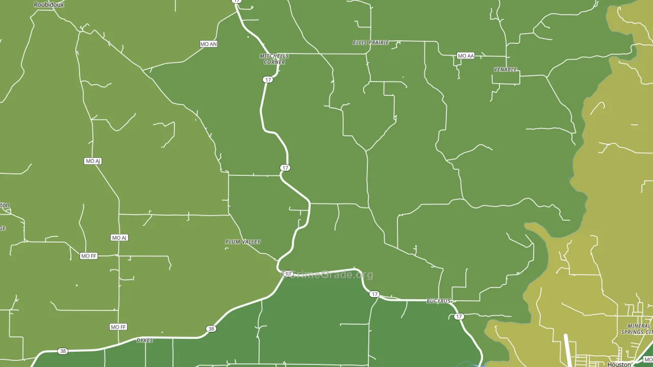 65444, MO Map of Vehicle Theft Rates
